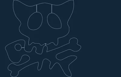 kedi kafatası ve kemiklerin dxf dosyası DXF çizimi