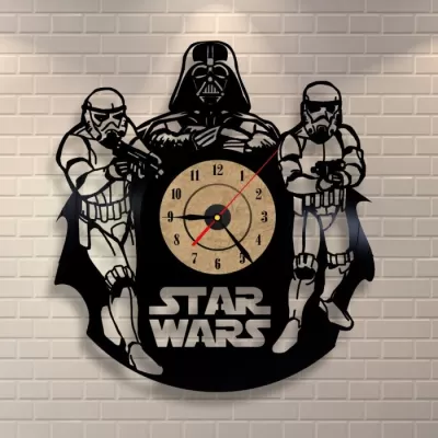 Yıldız Savaşları Darth Vader Duvar Saati ve Stormtrooper'lar Ücretsiz Vektör CDR çizimi