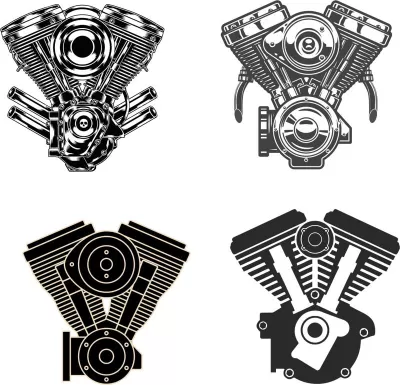 Motosiklet Motoru vektörleri Ücretsiz Vektör CDR çizimi