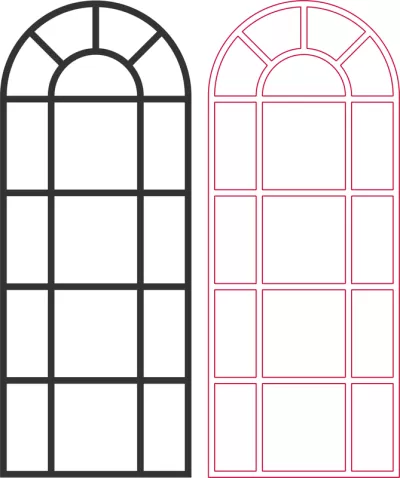 Kemerli Pencere vektör dxf Dosyası DXF çizimi