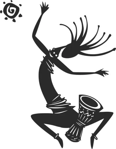Kokopelli Figürü Dans Eden Vektör dxf Dosyası DXF çizimi