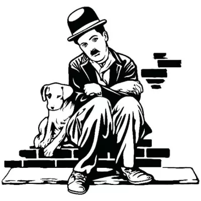 Charlie Chaplin Şarlo Köpek Hayatı Çıkartması dxf Dosyası DXF çizimi