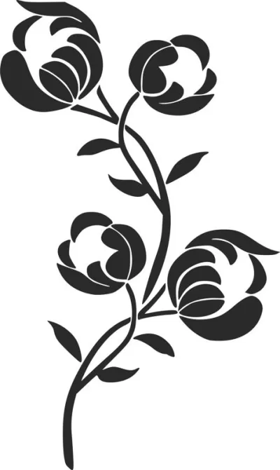 Çiçek Şablonu Siluetler Oyma Deseni dxf Dosyası DXF çizimi