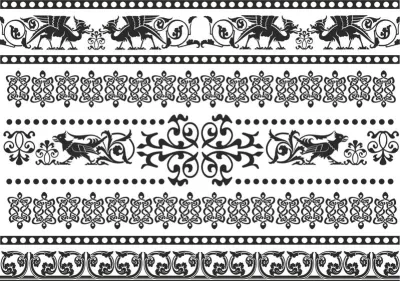 Kelt Desenleri ve Süsleme Dantel Desenleri Ücretsiz Vektör CDR çizimi