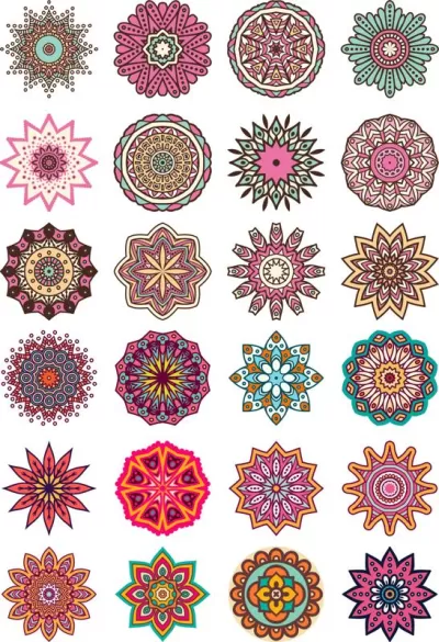 Mandala Çiçek Vektörü Ücretsiz Vektör CDR çizimi