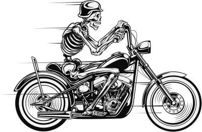 Vektörel Kafatası Motosiklet Ücretsiz Vektör CDR çizimi
