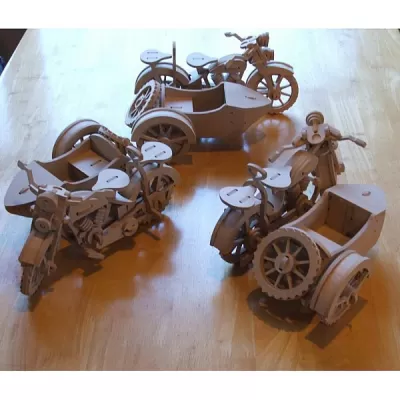 BMW R75 Motosiklet Sepeti 3D Puzzle Desen Ücretsiz Vektör CDR çizimi