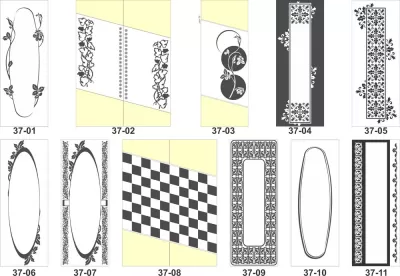 Cam ve ayna desenlerinin kumlama ile işlenmesi ücretsiz vektör CDR çizimi