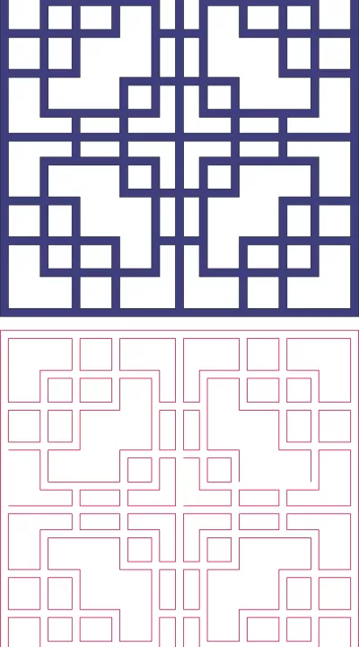 Kare Desen Vektörel Çizim DXF Dosyası DXF çizimi