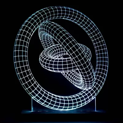 3D İllüzyon Jiroskop Akrilik Led Tabela Ücretsiz Vektör CDR çizimi