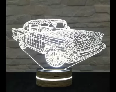 Yaratıcı 3D LED Araba Gece Lambası DXF Dosyası DXF çizimi