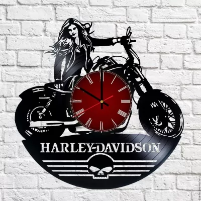 Harley Davidson Vinil Plak Duvar Saati Ücretsiz Vektör CDR çizimi