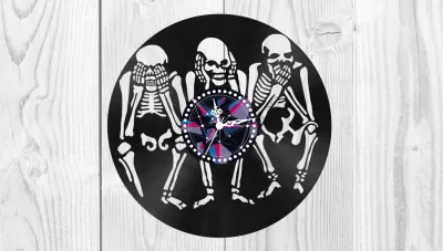 İskeletler Vinil Saat Ücretsiz Vektör CDR çizimi