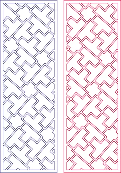 Vektör Modern Soyut Geometri Tetris Deseni DXF Dosyası DXF çizimi